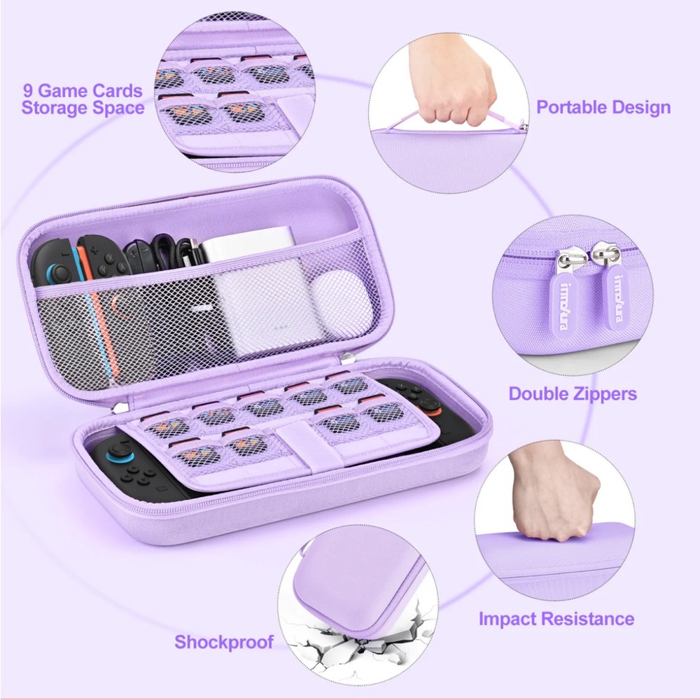 innoAura Switch 2 Carrying Case for NS Switch 2 (2025), Purple - Picture 3 of 10